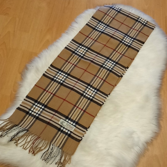 Camel Plaid Pashmina Cashmere Feel Scarf - Picture 9 of 15